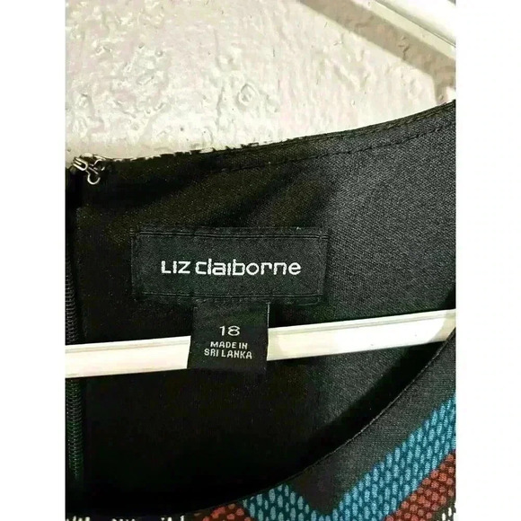 Liz Claiborne Geometric Print Midi Dress Multicolor Plus Size 18 Half Sleeve EUC - Picture 6 of 10